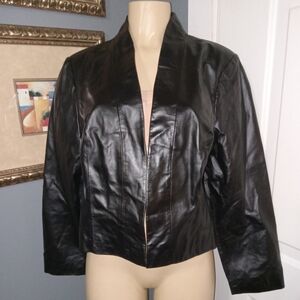 JESSICA LONDON OPEN LEATHER JACKET SZ 16